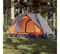 Camping Tent Dome 2-Person Grey and Orange, Quick Release Waterproof Hiking Shelter, 190T Polyester PU Coated, All Weather Outdoor Family Tent