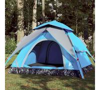 Camping Tent Dome, 3-Person Blue, Quick Release System, Waterproof 190T Polyester, 2 Doors, Portable Outdoor Shelter for Backpacking & Family Adventures