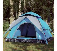 vidaXL Camping Tent Dome 4-Person Blue Quick Release UK