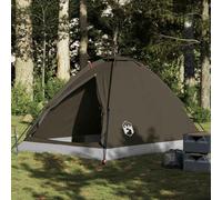 Camping Tent Dome 4-Person Brown Waterproof, 185T Polyester PU Coated, Portable Outdoor Shelter for Hiking, Travel, Backpacking