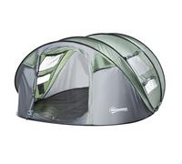 Outsunny 4-5 Person Pop-up Camping Tent Family Tent w/ 2 Mesh Windows & PVC Windows Portable Carry Bag for Outdoor Trip, Dark Green