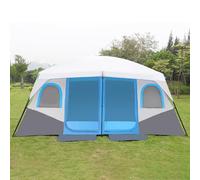 Camping Tent for 4-6/8-12 Person, 2 Bedroom Outdoor Family Camping Tent, Double Layer Waterproof Windproof Dome Tent & Shelters with 2 Doors, Easy Setup for Hiking & Family Camping(Blue,8-12 People)
