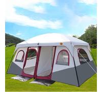 Camping Tent for 4-6/8-12 Person, 2 Bedroom Outdoor Family Camping Tent, Double Layer Waterproof Windproof Dome Tent & Shelters with 2 Doors, Easy Setup for Hiking & Family Camping(Red,4-6 Pepple)