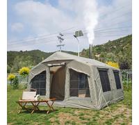 Camping Tent for 5-6 People with Separate Living and Sleeping Areas, Waterproof Pop-Up Design Includes Pump and Stove Jack Hole for Family Outdoor Adventures