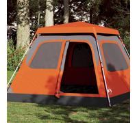 Camping Tent Grey/Orange 4-Person 190T Polyester PU Quick-Release Removable Fly
