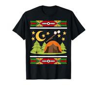 Camping Tent Marshmallow Moonlight Forest Cartoon Scene T-Shirt