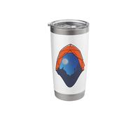 Camping Tent Night Scene | Wolf Howling at the Moon Outdoors Stainless Steel Insulated Tumbler