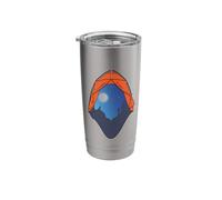 Camping Tent Night Scene | Wolf Howling at the Moon Outdoors Stainless Steel Insulated Tumbler