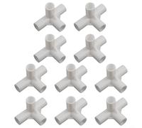 Camping Tent Pole Connector Tee Joint With 16mm Id White Plastic Fixed Fittings For Canopy Shelters Garden Plant Stakes Wardrobe Frames And Pet Beds Outdoor Gear Ten Units(90 degree cross)