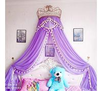 Camping Tent Princess Bed Curtain Lace Metal Crown Bed Canopy Drapes, Reading Nook Canopies Tent Bedroom Bed Decoration, Romantic Gifts for Your Daughter