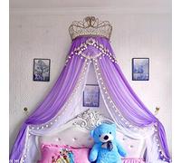 Camping Tent Princess Bed Curtain Lace Metal Crown Bed Canopy Drapes, Reading Nook Canopies Tent Bedroom Bed Decoration, Romantic Gifts for Your Daughter