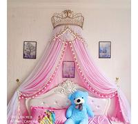 Camping Tent Princess Bed Curtain Lace Metal Crown Bed Canopy Drapes, Reading Nook Canopies Tent Bedroom Bed Decoration, Romantic Gifts for Your Daughter