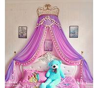 Camping Tent Princess Bed Curtain Lace Metal Crown Bed Canopy Drapes, Reading Nook Canopies Tent Bedroom Bed Decoration, Romantic Gifts for Your Daughter