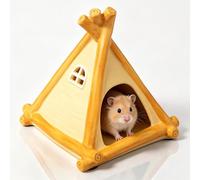 Camping Tent Shaped Ceramic Hideaway & House, Hamster Habitat Cool Sleeping Hut, All-Season Non-Slip Pet Shelter For Small Rodent(Orange)