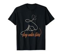 Camping Tent Sleep Under Stars Crescent Moon Night Sky T-Shirt