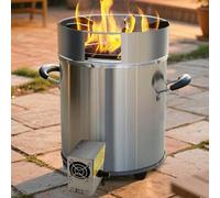 Camping Tent Stove Stainless Steel Wood Burning Stove Portable Outdoor Cooking Heater with Wind Guard und Ash Outlet for Outside Camping Backyard Garden Barbecue Silver