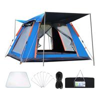 Camping Tent, Waterproof Camping Tent With 1-minute Setup For 3-4 Persons Multicolor(Blu)
