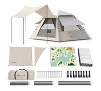 Camping Tent Waterproof Quick Family, Khaki, Beige, Large