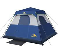 Toogh 3/4 Person/6 Person Camping Tent with 1 Door, 4 Windows, and Upgraded Ventilation- Instant Setup, Waterproof, 8'x 8'x 67''Oxford Fabric Floor Pop Up in 60 Seconds Includes Rainfly and Backpack