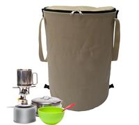 Camping Trash Can With Lid 37L, Pop-up Foldable Garbage Waste Bin, Reusable Garden Yard Waste Bag With Zipper, Portable Thick Oxford Cloth Folding Rubbish Bin For Camping, Garden, Hiking, Picnics