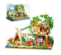 Camping Tree House Micro Building Bricks Set, 1806 Pieces Campground Mini Building Block Toy with Tent, Cabin Architecture Model with Dust Cover, Home Decor Gift for Adults & Teens