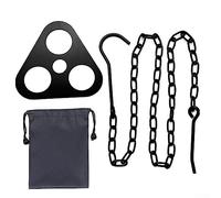 Camping Tripod Pot Hanger, Adjustable Campfire Cooking Rack, Lightweight Stainless Steel Fire Holder for Outdoor Picnic Grill Suspension, Portable (Black)