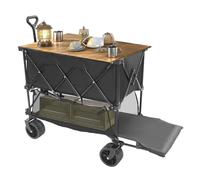 Camping Trolley, 400L Large Capacity Folding Double Decker Wagon, Heavy Duty Wagon with Brakes, 90° Adjustable Handle, Festival Trolley for Camping, Beach, Picnics, 150 KG Load