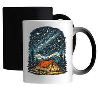 Camping Under a Star Filled Sky Ceramic Magic Mug White