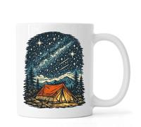 Camping Under a Star Filled Sky Ceramic Tea Coffee Mug White