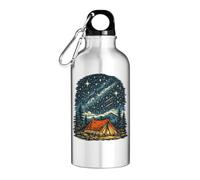 Camping Under a Star Filled Sky Tourist Water Bottle Silver