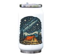Camping Under a Star Filled Sky Vacuum Insulated Thermal Beverage Can Bottle White