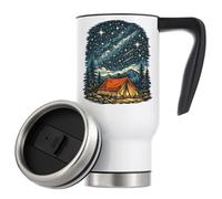 Camping Under a Star Filled Sky Vacuum Insulated Thermal Travel Coffee Mug 480ml White