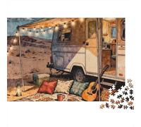 Camping Under The Starlight 1000 Piece Premium Cardboard RV Cozy Camp Jigsaw for Adults, Educational Challenge, Birthday Gift & Home Activity, Vibrant Colours for Family Lovers 38x26cm/1000pcs