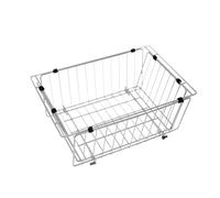 Camping Unit Folding Basket | Stainless Steel Wire Utility Storage Basket | Space-Saving Deep Drain Basket for Beach Picnic Backpacking, Combination Table Accessories