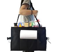 Camping Utensil Bag, Camp Kitchen Organiser, BBQ Storage Box with Shoulder Strap, Sturdy Handle - Mesh Side Pockets, Foldable Storage Bag for Kitchen Accessories for Travel, Picnic, BBQ