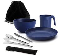 Camping Utensils, Reanea Camping Mess Kit for Travel, Camping, Picnic, Outdoor, Camping Gear Include Knife, Spoon, Fork Cutlery Set, Cup, Bowl, Plate, Camping Essentials for 1