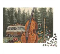 Camping Van with Cello Forest Scene 1000 Piece Jigsaw Puzzle for Adults 52x38cm/1000pcs