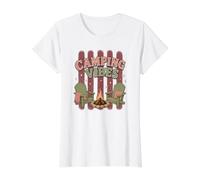 Camping Vibes Campfire Retro Style Value Graphic T-Shirt, Women, White, S