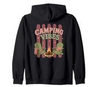 Camping Vibes Campfire Retro Style Zip Hoodie