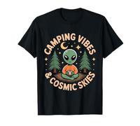 Camping Vibes & Cosmic Skies Alien Coffee Design T-Shirt