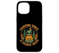 Camping Vibes Cosmic Skies Funny Alien Coffee Forest Design Case for iPhone 15