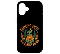 Camping Vibes Cosmic Skies Funny Alien Coffee Forest Design Case for iPhone 16