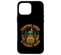 Camping Vibes Cosmic Skies Funny Alien Coffee Forest Design Case for iPhone 16 Pro Max