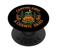 Camping Vibes Cosmic Skies Funny Alien Coffee Forest Design PopSockets Adhesive PopGrip