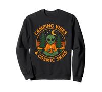 Camping Vibes Cosmic Skies Funny Alien Coffee Forest Design Sweatshirt