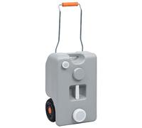Camping water tank with wheels, 25 L, grey, made of HDPE-PP, 32 x 26 x 52 cm, adjustable handle, handles, ideal for transport and storage when hiking, camping, outdoor, trekking and travel
