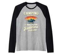 camping where you a spend small fortune to live Funny Camper Raglan Baseball Tee