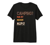 Camping with Dog Tent Motorhome Retro Only with Pug Premium T-Shirt