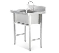 Camping with Tap and Drainage Pipe Outdoor Free Standing Portable 304 Stainless Steel Utility 50/60cm