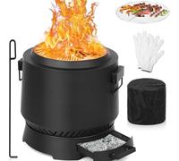 Camping Wood Burning Stove, Smokeless Fire Pit with Grill and Poker, Portable BBQ for Outdoor Cooking, Garden, Patio, Backyard, Picnics
